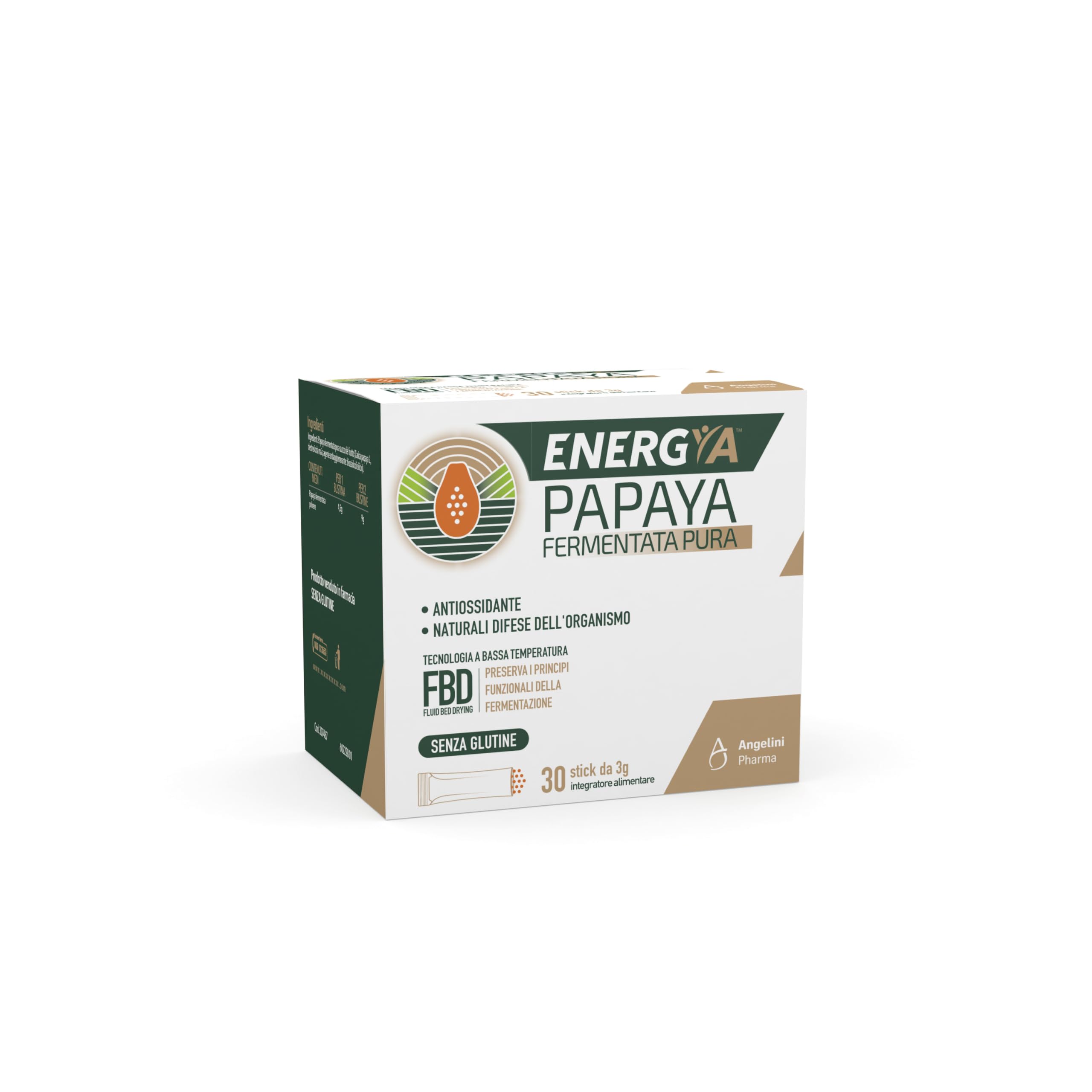 Papaya Fermentata Pura, Integratore Alimentare per le Naturali Difese dell’Organismo, Contribuisce a Ridurre la Stanchezza e ha Azione Antiossidante, Confezione da 30 Stick da 3g Orosolubili