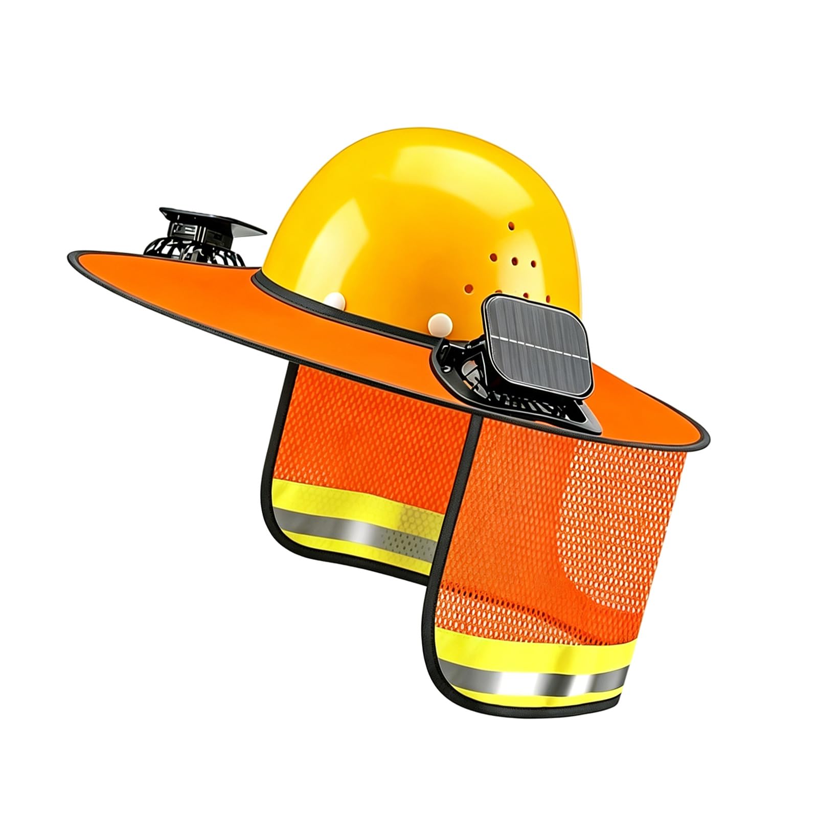 Helmet Cap Cover Hard Hat Sun Shade Full Brim Including 2 Fan and Reflective Strips for Worker Hard Hat Sun Visors Detachable Attachment