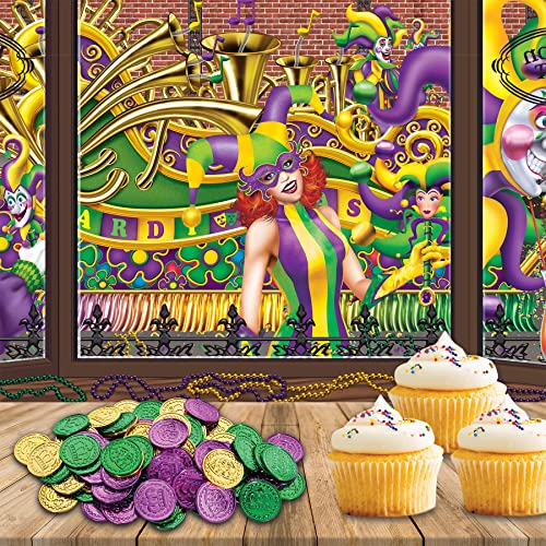 Moedas de plástico Mardi Gras (ouro asstd, verde, roxo) (100/pacote)