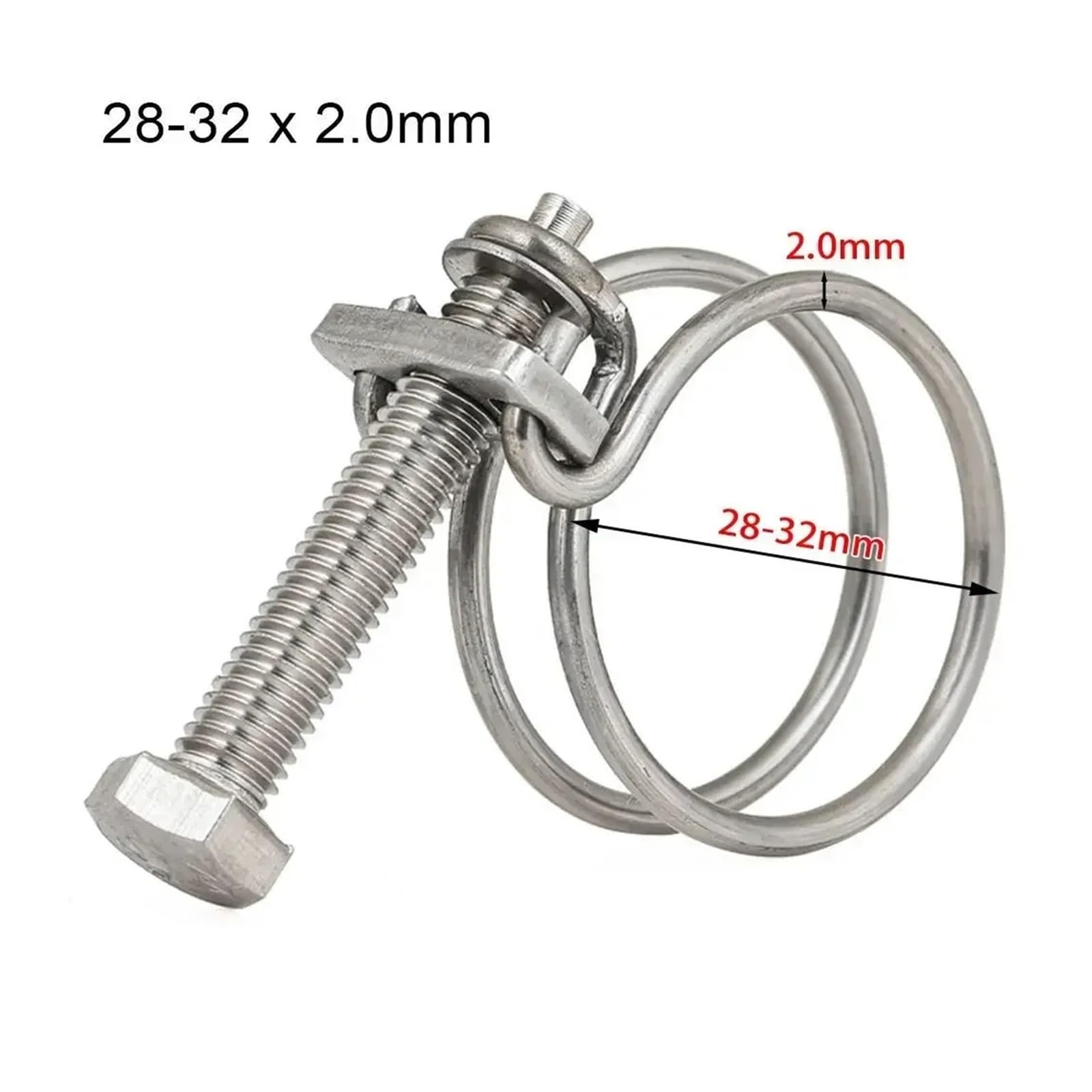 Morsetto per tubo a doppio filo, kit assortito di fascette stringitubo a doppio filo, clip per tubo fisso in acciaio inossidabile 304 (17-20 x 2,0 mm)