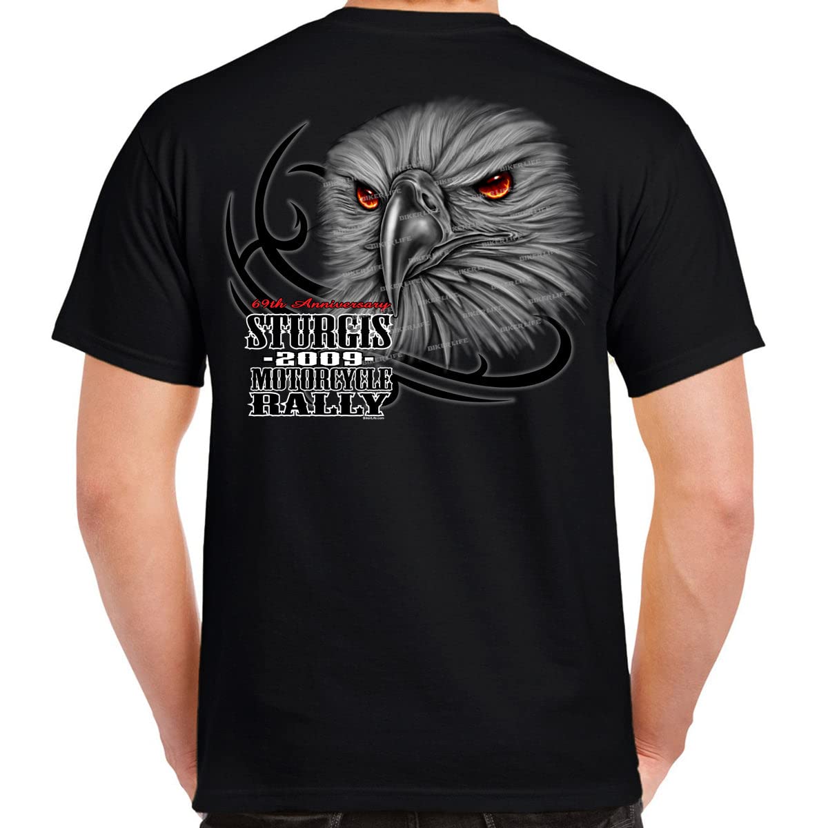 Nostalgia 2009 Sturgis Motorcycle Rally Eagles Head T-Shirt Black