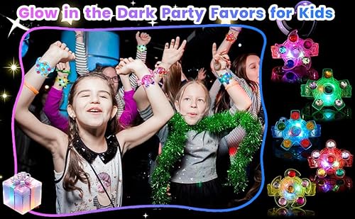 Scione L-U-B24 24Pack Led Light Up Fidget Spinner Bracelets, Glow In The Dark Party Favors thumb #3