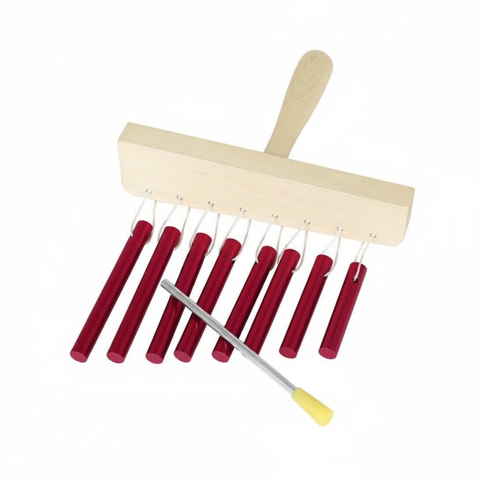 Campana Musical Infantil Carillón Metalófono Xilófono Campanillas con Base de Madera Lisa y Tubos de Aluminio Ofrece Toque Suave y Notas Definidas, Rojo