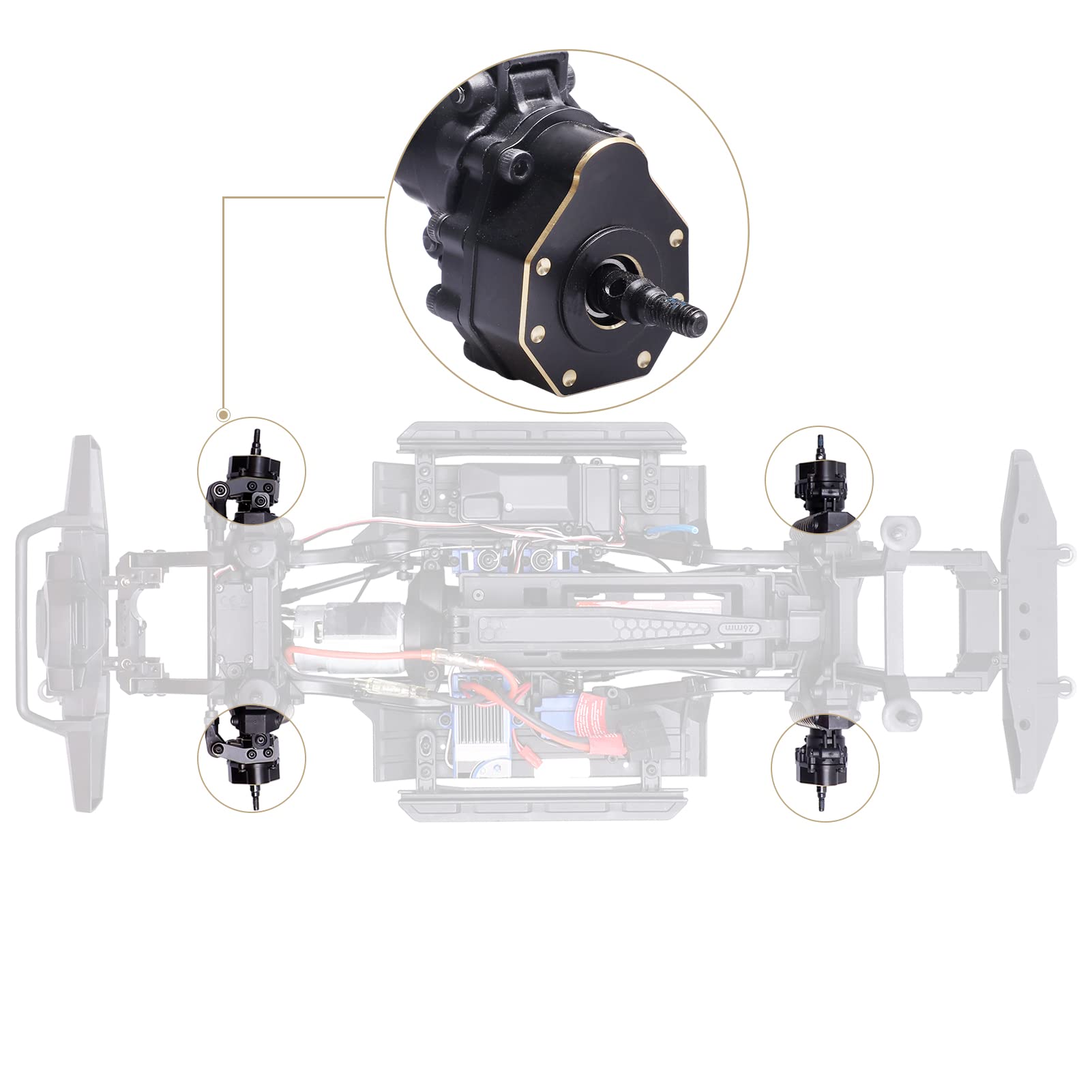 HobbyPark Outer Heavy Duty Brass Portal Covers Housings Weights for TRX4 TRX6 Upgrades Parts, fit Front or Rear Axles (2-Pack)