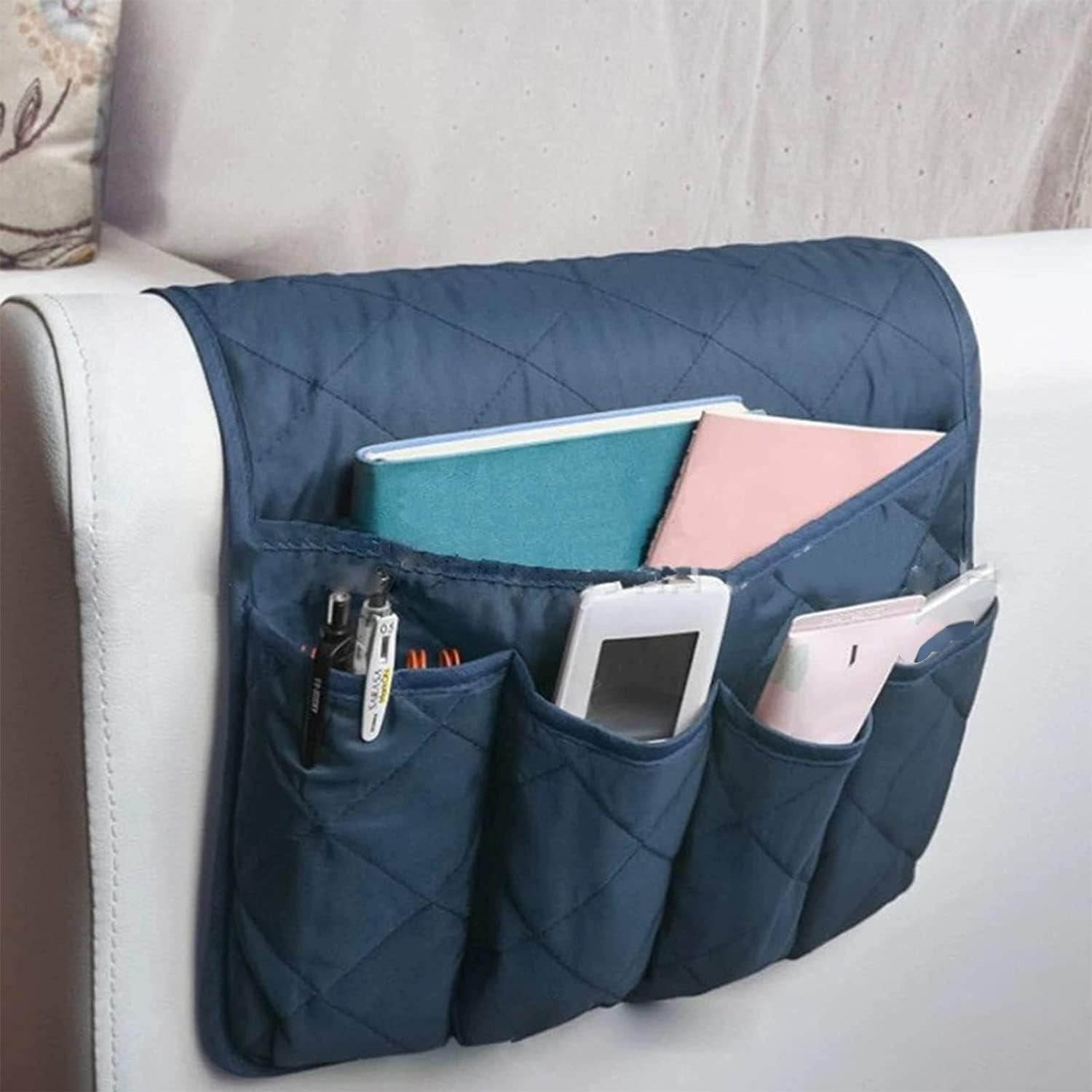 KJdxfhFH Sofa Armrest Organize Remote Control Holder Armchair Caddy(Blu)