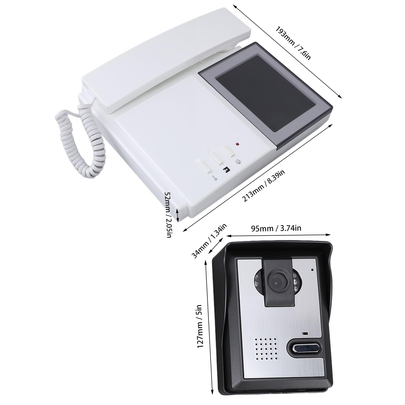 de Videoportero con Timbre de Alta Eficiencia, Teléfono con Cable, Antiinterferencias, Visión Nocturna Ajustable, LCD Digital en Color de 4,3 Pulgadas, Intercomunicador (Enchufe