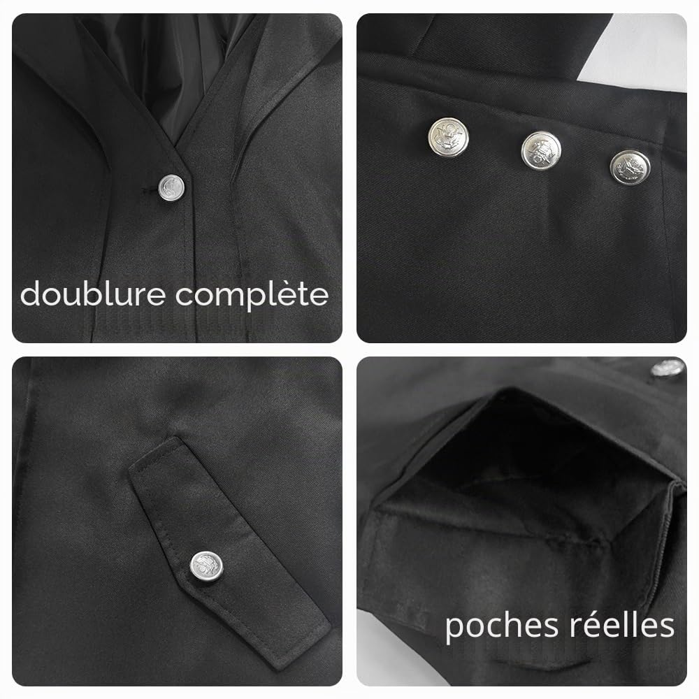 kinstell Redingote vintage steampunk pour homme - Style médiéval gothique victorien - Costume d'Halloween et de costumade