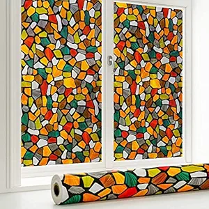 Skin Poster - Shinny Stone Window Films Privacy Glass Film Self Adhesive Decorative Film for Bathroom/Door Window/Heat Control/Sidelight/Anti UV - ''24 x 72'' Inches