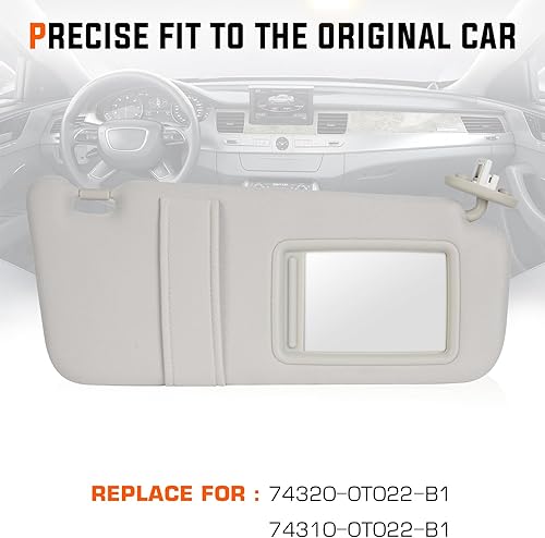 Miniatura 9 de Youxmoto Visera solar para Toyota Venza lado izquierdo del conductor, 2009 2010 2011 2012 2013 2014 2015 2016 con techo corredizo, gris sustituye a