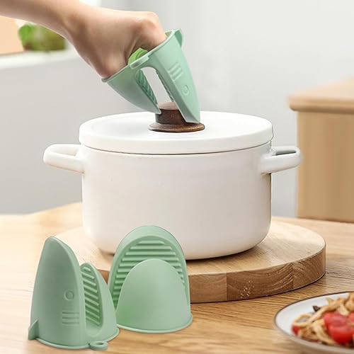 Miniatura 7 de Manoplas de horno de silicona con forma de tiburón de dibujos animados, agarres de pellizco