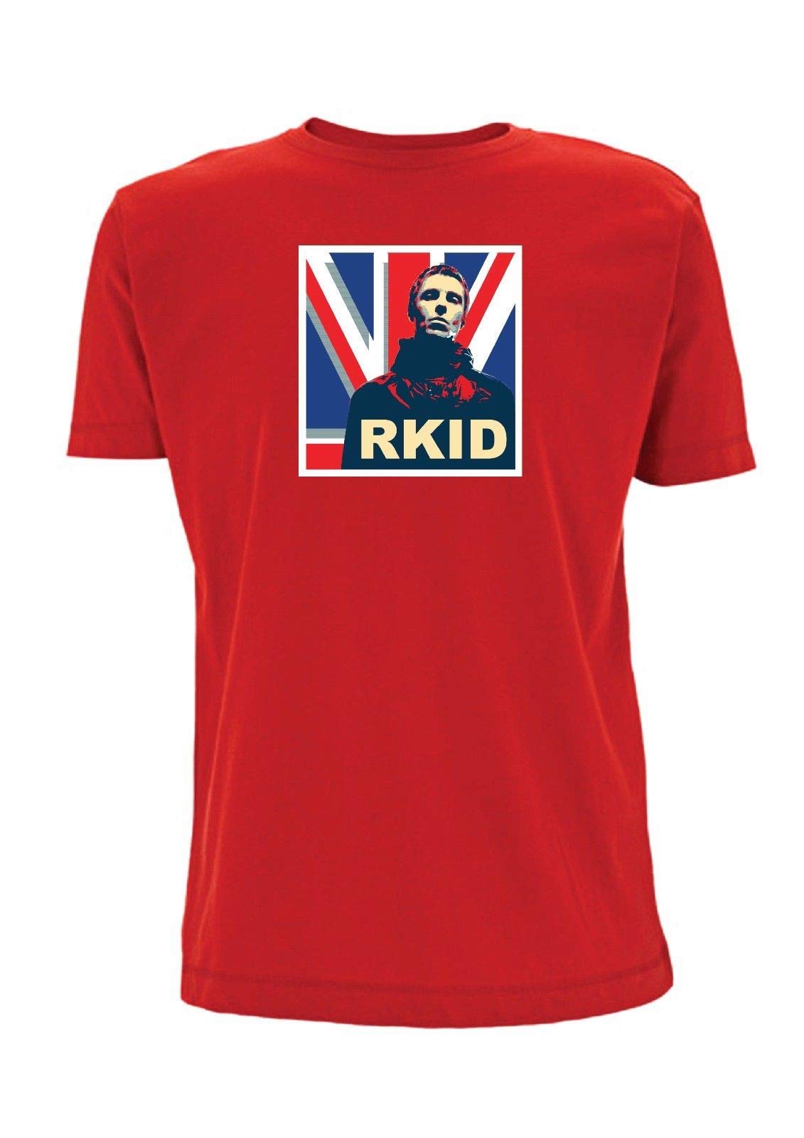 Liam Gallagher RKID Men's T-Shirt Manchester Oasis Indie Music Gig Festival LG X Union Jack Mod (Medium, Red)