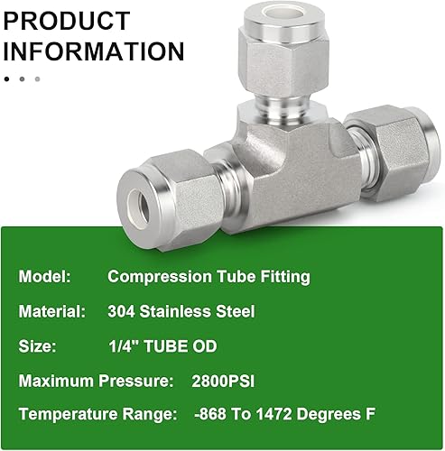 Miniatura 47 de TAISHER 2 conectores de montaje de tubo de compresión de acero inoxidable 304 (rosca plateada), tubo de 3/8 pulgadas OD x 1/8 pulgadas NPT macho