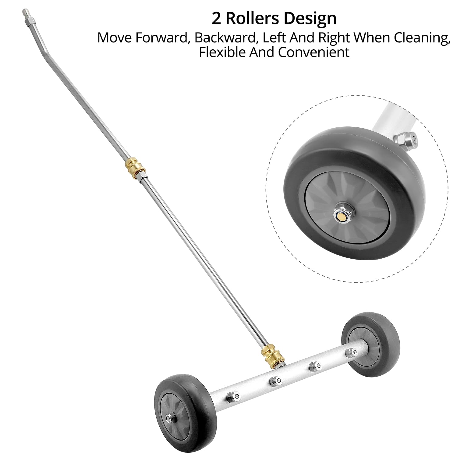 QWORK® Limpiador de Alta Presión para Bajos de Coche, Escoba de Agua con 2 Varillas de Extensión, 4000 PSI