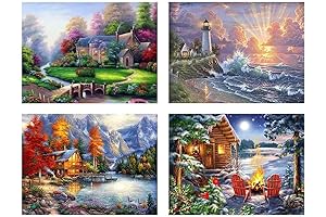4 Pack Stamped Cross Stitch Kits for Beginners Adults or Kids, 11...