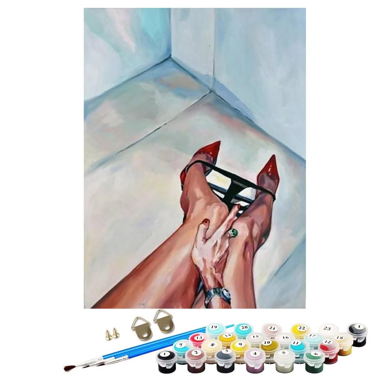 Maluj według numerów dla dorosłych, DIY malowanie według numerów zestaw, abstrakcyjne Nogi Paint by Numbers Adult 3 Pędzle i akcesoria 36 Akrylowe farby, do dekoracji domu kobiety prezent 60 x 80 cm