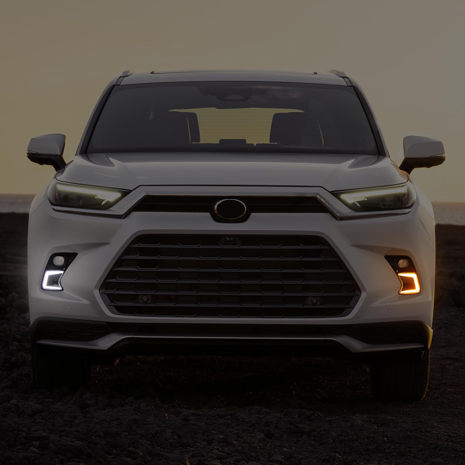 HIGH FLYING 2024 2025 for Toyota Grand Highlander Limited/Platinum Car Exterior Front LED Fog Light DRL Daytime Running Lights 2PCS (Style A)