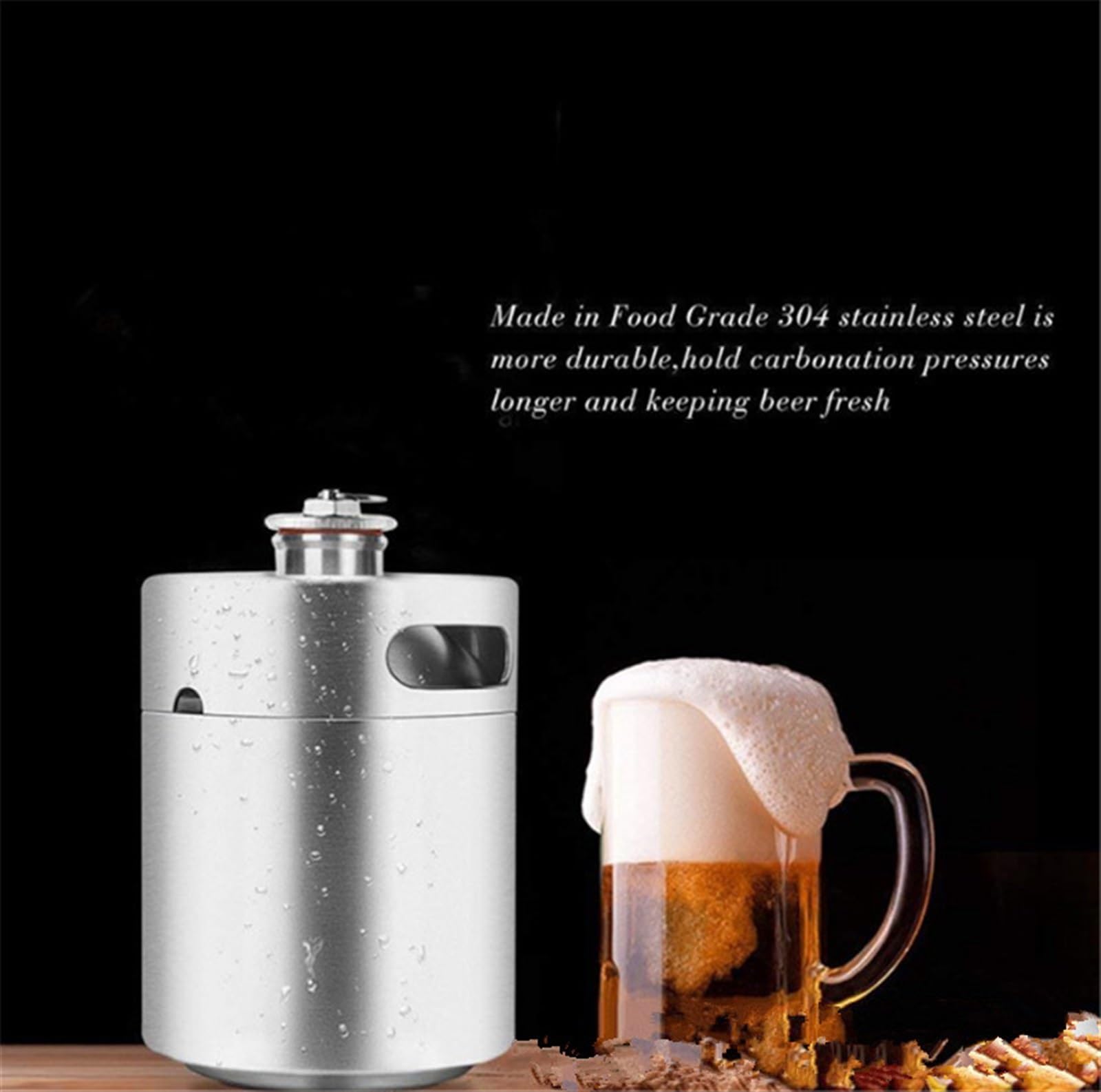 Cerveza elaborada Kit Cerveza Mini Barril de Cerveza Growler, Botella de Cerveza portátil, Herramienta de Accesorios para Barra de Vino para Hacer Cerveza en casa(3.6L Black)
