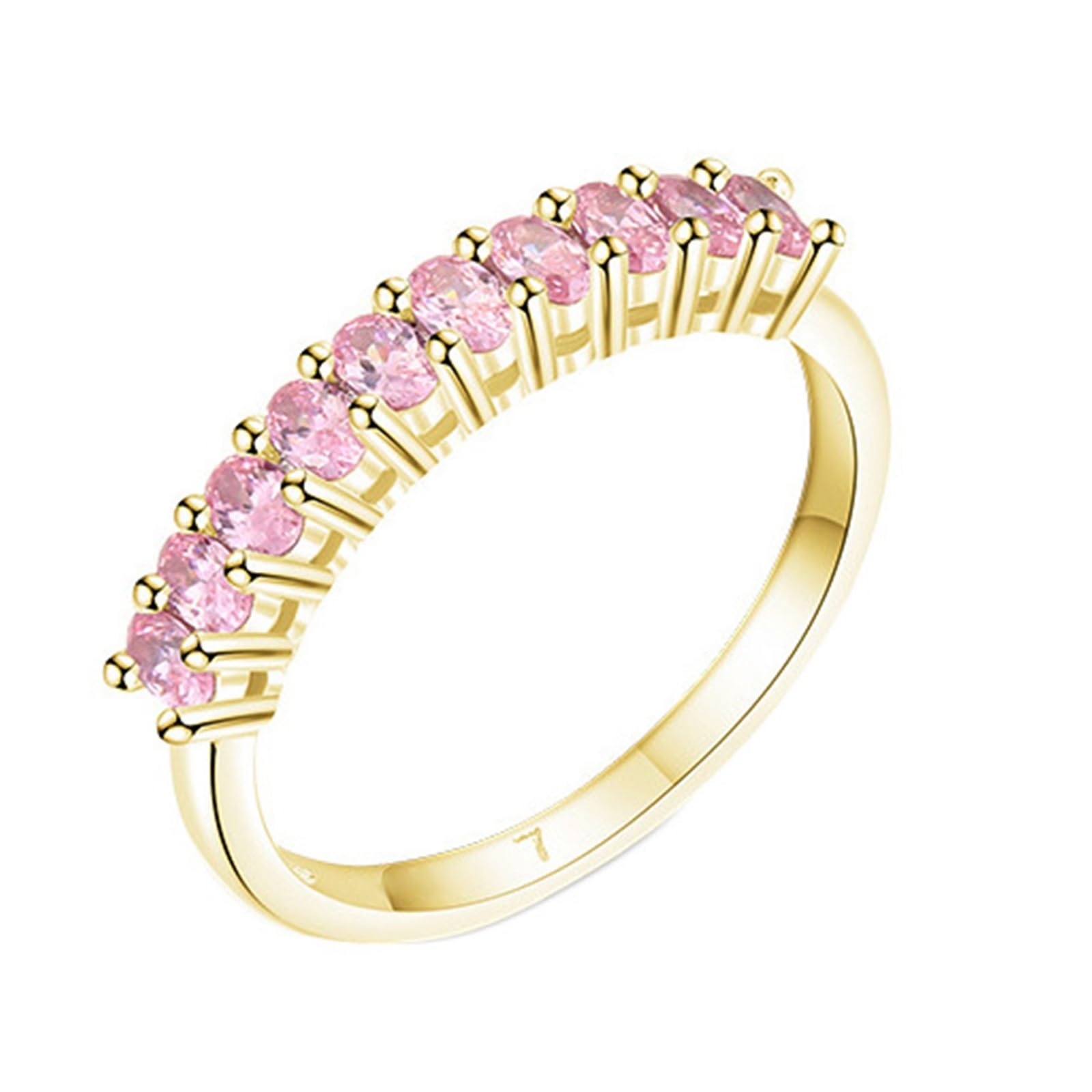 Anillo de oro amarillo para mujer, alianzas de compromiso de 9 K/14 K, oro auténtico con morganita creada, elegantes anillos de boda para mujeres