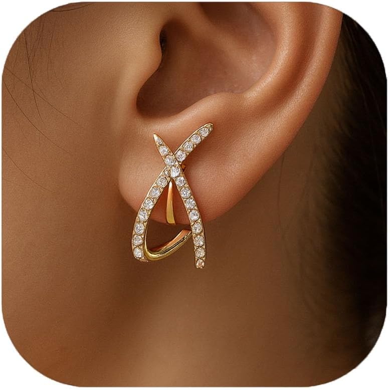 Trendy Clip on Earrings for Women, 14K Gold Plated Statement Earrings for Women Dainty Earrings Hypoallergenic Simple Minimalist Non Pierced Earring - Image 8