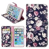 iPhone 6 Plus Wallet Case, Dimaka Cute Floral Pattern Leather Wallet Case with Perfection Prime Design for iPhone 6/6S Plus 5.5