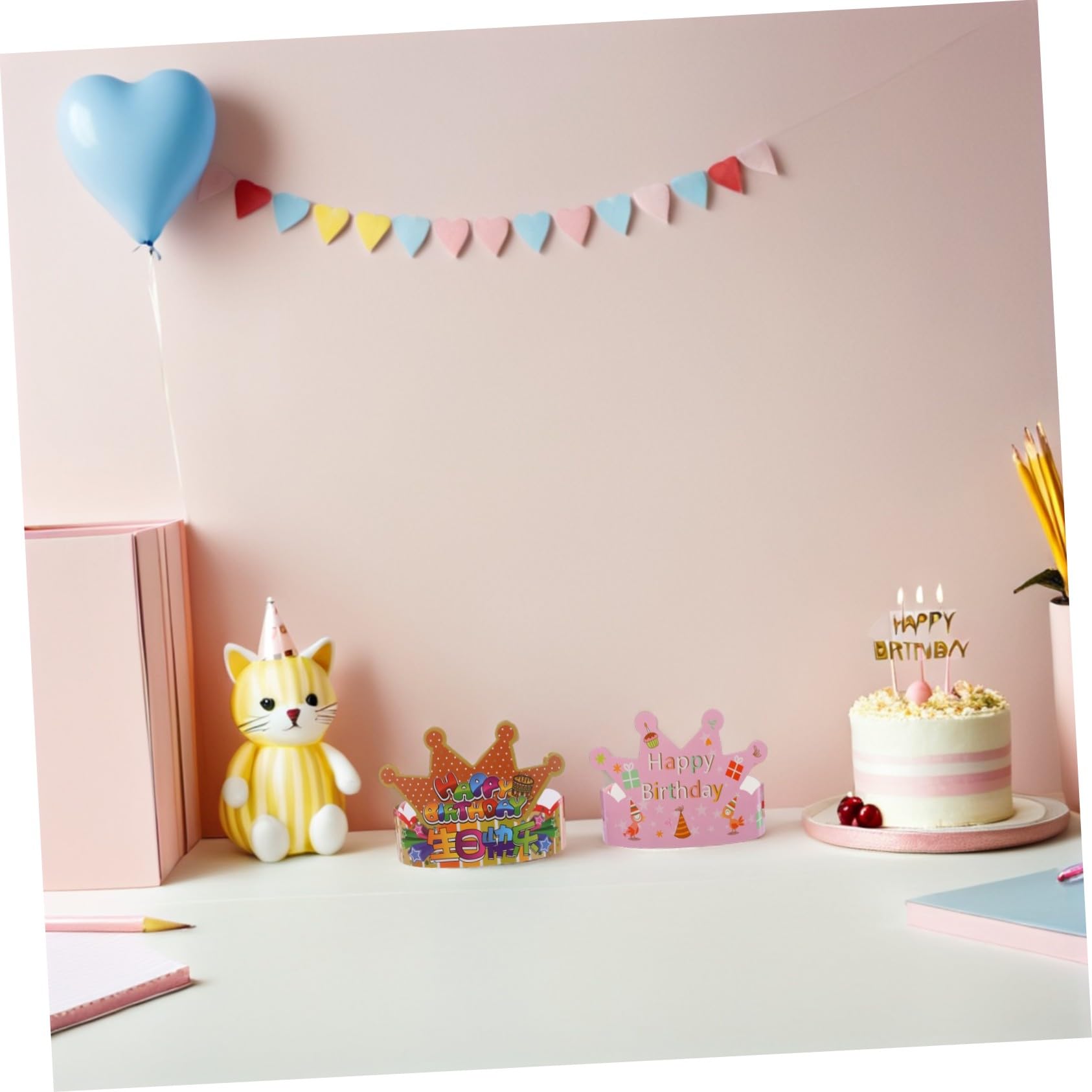 100 Stück Teiliges Geburtstag Partyhüte Bunte Kindergeburtstagsdeko Vielseitige Kopfbedeckung für Mädchen Jungen Festliche Partyaccessoires