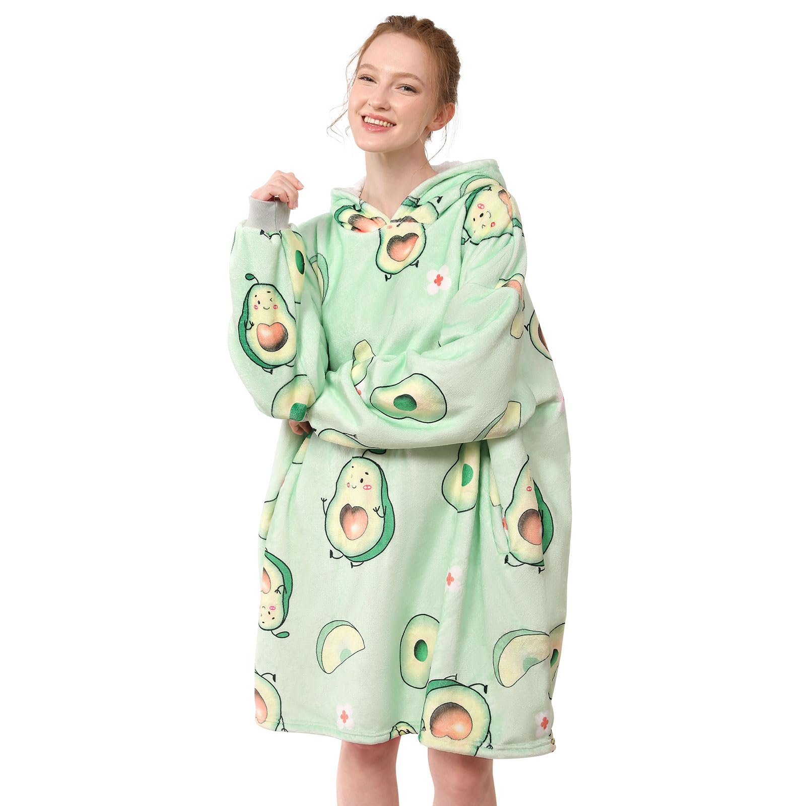 LetsFunny Blanket Hoodie,Oversized Wearable Sherpa Fleece Blanket Sweatshirt,Super Soft Warm Cozy with Giant Pocket,for Women Men Adults Teenagers