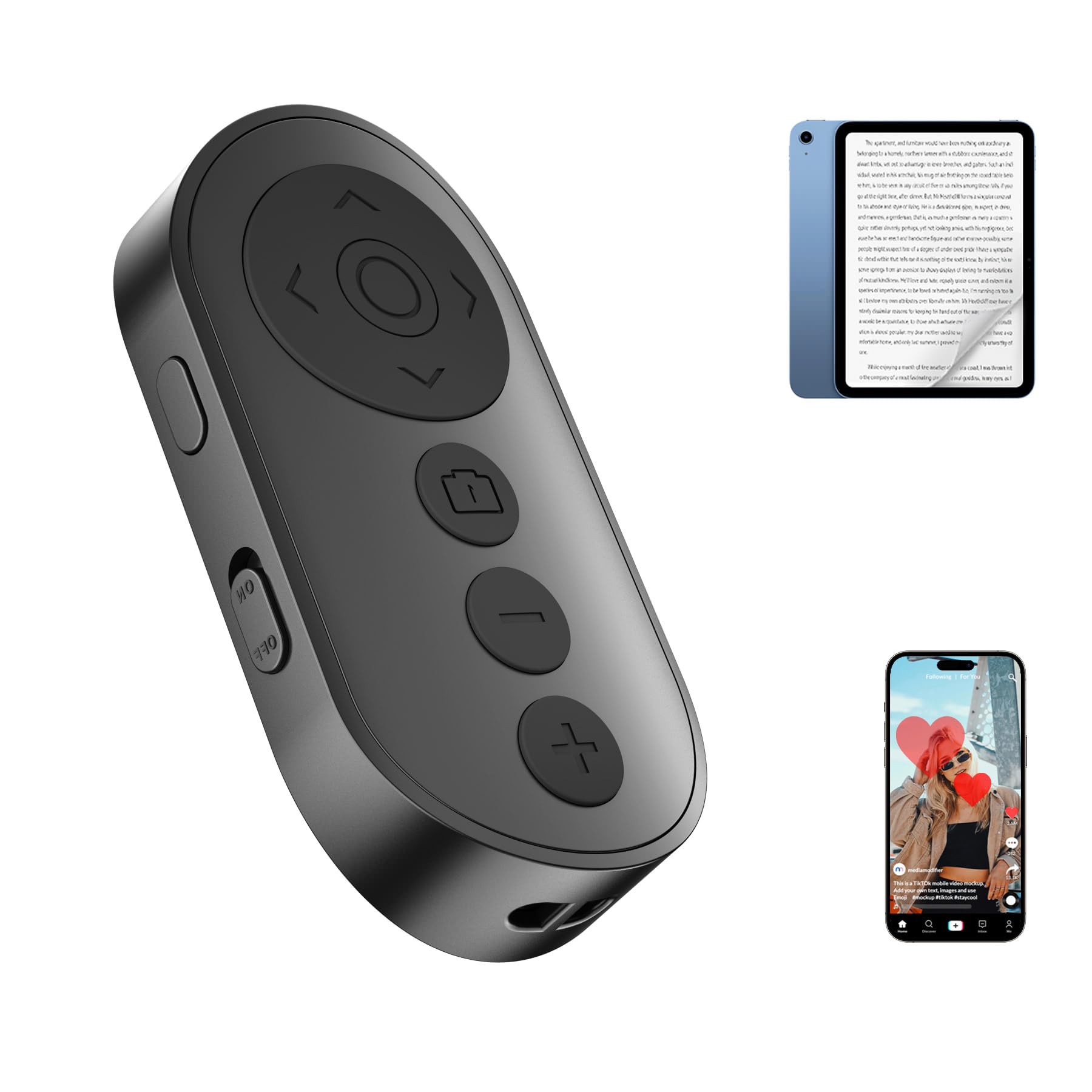 Akozon Bluetooth Télécommande Page Turner, Smart Finger Remote Scrolling Ring Clicker Camera