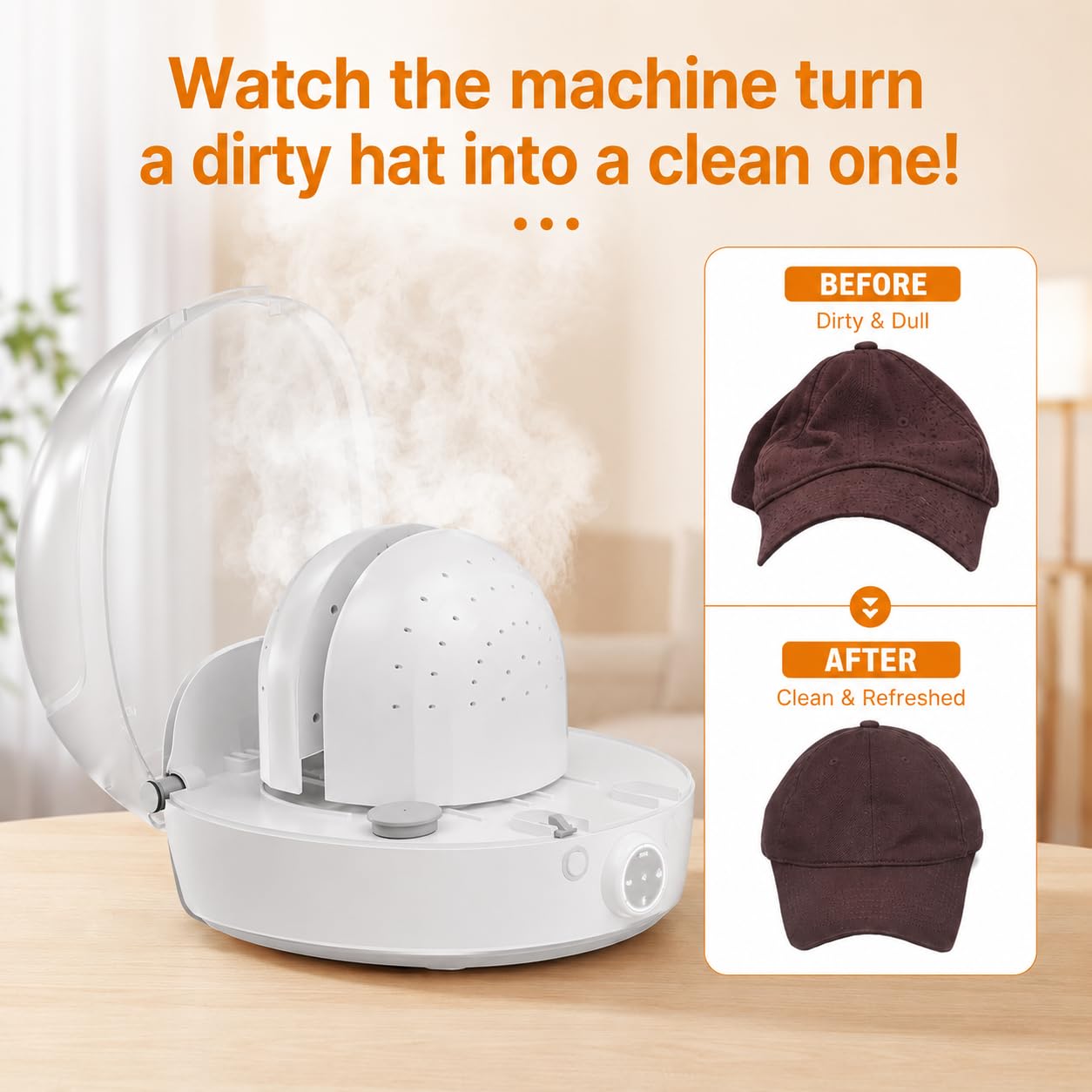 Macchina per la pulizia e la modellatura di cappelli con vapore per il restauro di berretti da baseball, cappelli da camionista e cappelli a secchiello, strumento di manutenzione e pulizia della forma