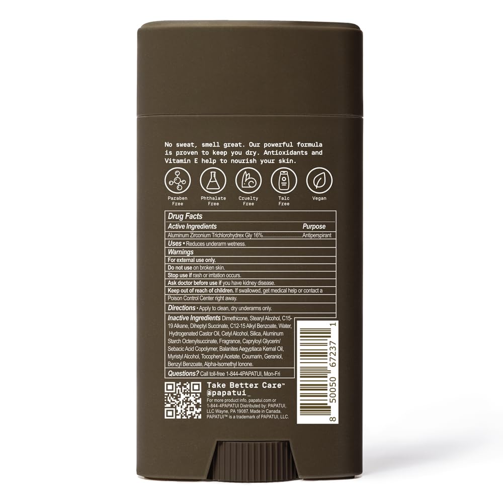 PAPATUI by Dwayne Johnson Triple Action Antiperspirant for Men | Sweat Control, Odor Neutralizer & Skin Nourishing | Vanilla Shea | 2.6 oz