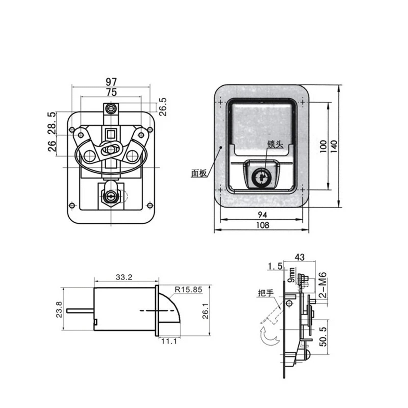 Stainless Steel Square Cabinet Key Lock Stainless for Car Bus Truck Trunk Electronical Box Pickup Accessories MS217 1Pcs
