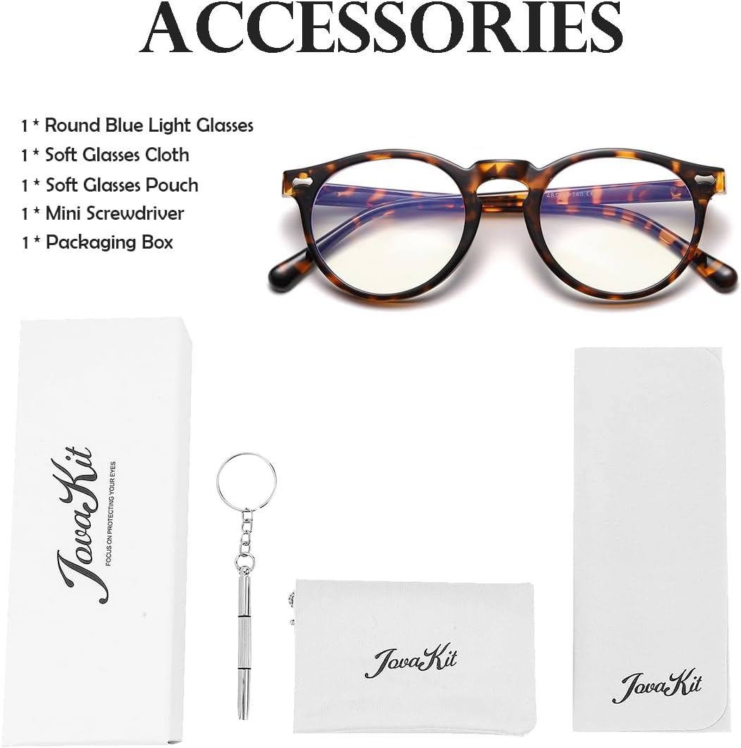 JOVAKIT Round Blue Light Glasses for Women Men Fashion Retro Circle Frame Computer Eyeglasses Anti Eyestrain - Image 7