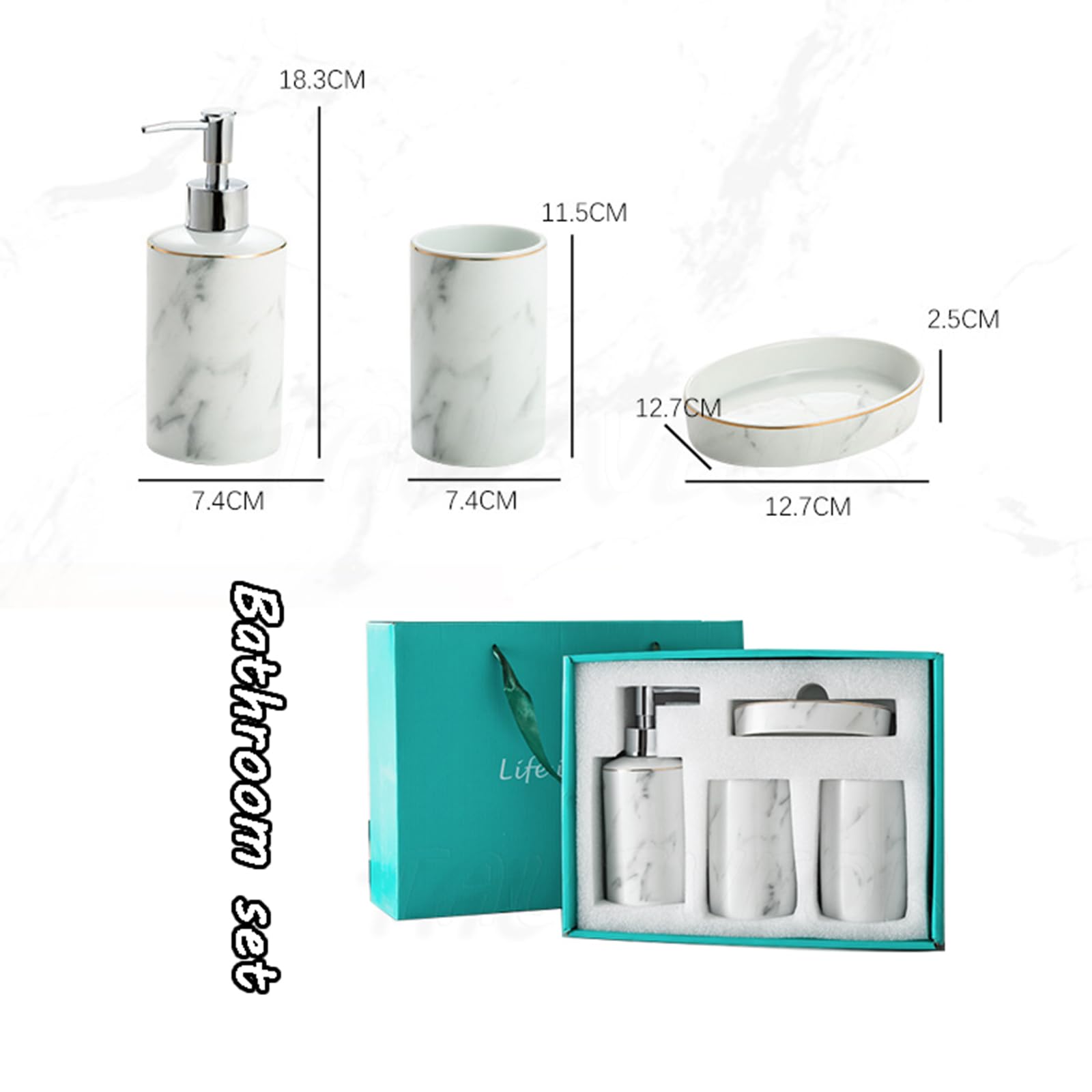 Set dispenser di sapone in ceramica, accessori da bagno con portaspazzolino, portasapone, tazza per spazzolino da denti, per appartamenti e hotel