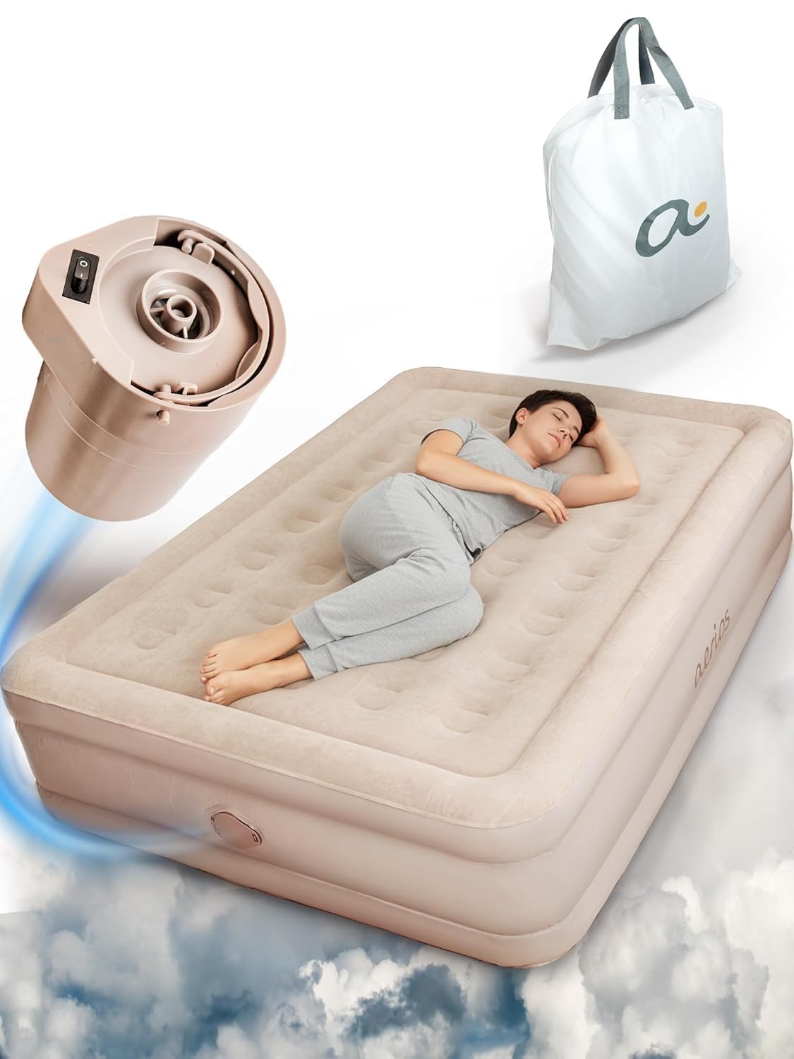 Air Mattress Single Waterproof Portable Blow Up Bed with Built-in Pump | Quick Inflation PVC Airbed for Camping, Guests, Travel & Outdoor Use-image-23