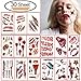Produktbild Vibury 30 Stück Halloween Narben Temporäre Tattoos, Zombie Narben Tattoos Terror Wunde Aufkleber mit Gefälschte Schorf Blut, Make-Up Für Halloween Party Requisiten und Cosplay Aufkleber
