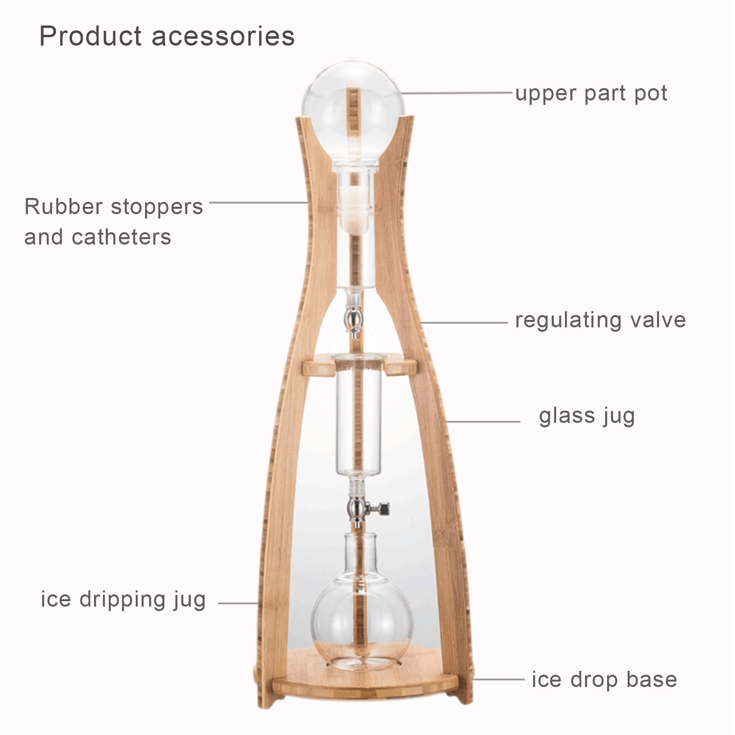 Cold Brew Drip Tower, 500ml/479.1 g Eiskaffeemaschine mit verstellbarem Tropfer und wiederverwendbarem Filter - Glas Cold Brew Maker für Kaffeeliebhaber