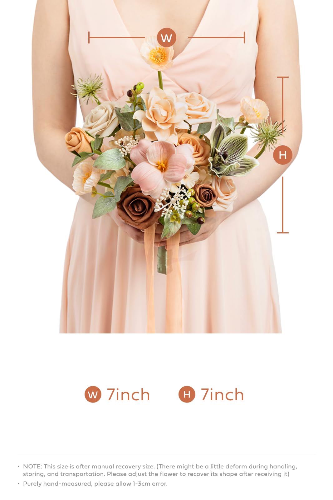 Amazon.com: Ling's moment Artificial Flowers Apricot and Peach Bridesmaid  Bouquet Set of 4, Peach Wedding Flowers Bouquets for Bridesmaids, 7 Inch  Bridal Bouquets for Bridesmaids, Wedding, etc : Home & Kitchen