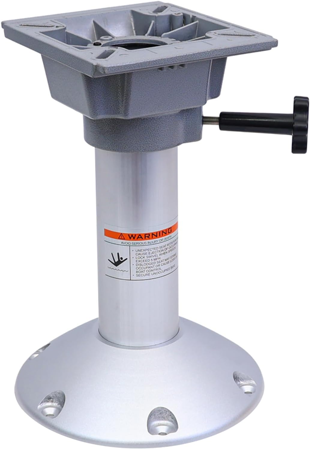 Heavy Duty Boat Seat Base with Swivel, 12" Fixed Height, Locking Pedestal