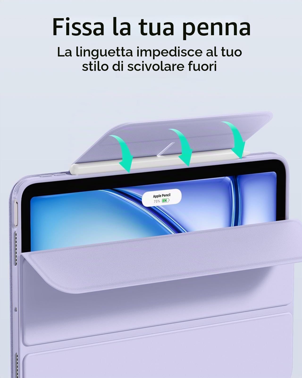 ESR Cover per iPad Air 11" M4/M3/M2 (2026/2025/2024), iPad Air 5a/4a (2022/2020), Custodia Magnetica Rimovibile, Supporto Verticale, Supporto per Pencil Pro/USB-C, Auto Attivazione/Standby, Violette