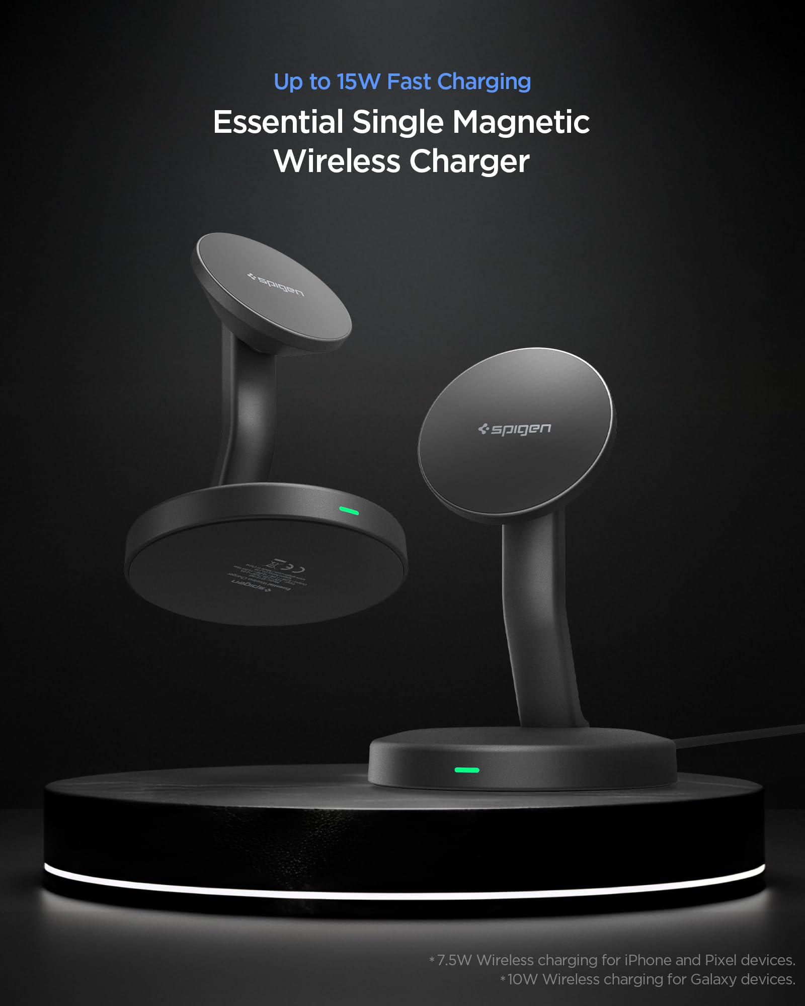 Spigen Essential 15W Caricatore Wireless MagSafe Stazione di Ricarica Magnetica Rapida [Cavo USB-C 60W Incl.] per iPhone 17 16 15 Pro Max 17e & Custodie MagSafe per Samsung Galaxy S26 Pixel 10 10a