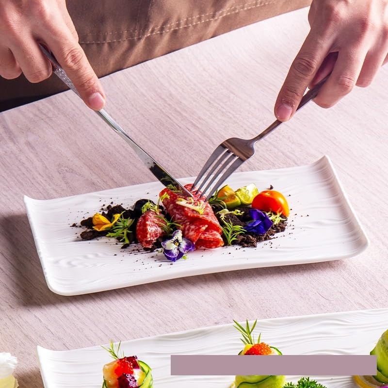 Talerze obiadowe Pogrubione talerze ceramiczne do użytku domowego, kreatywne talerze sałatkowe i komercyjne zimne dania do restauracji kuchnia miska sałatkowa