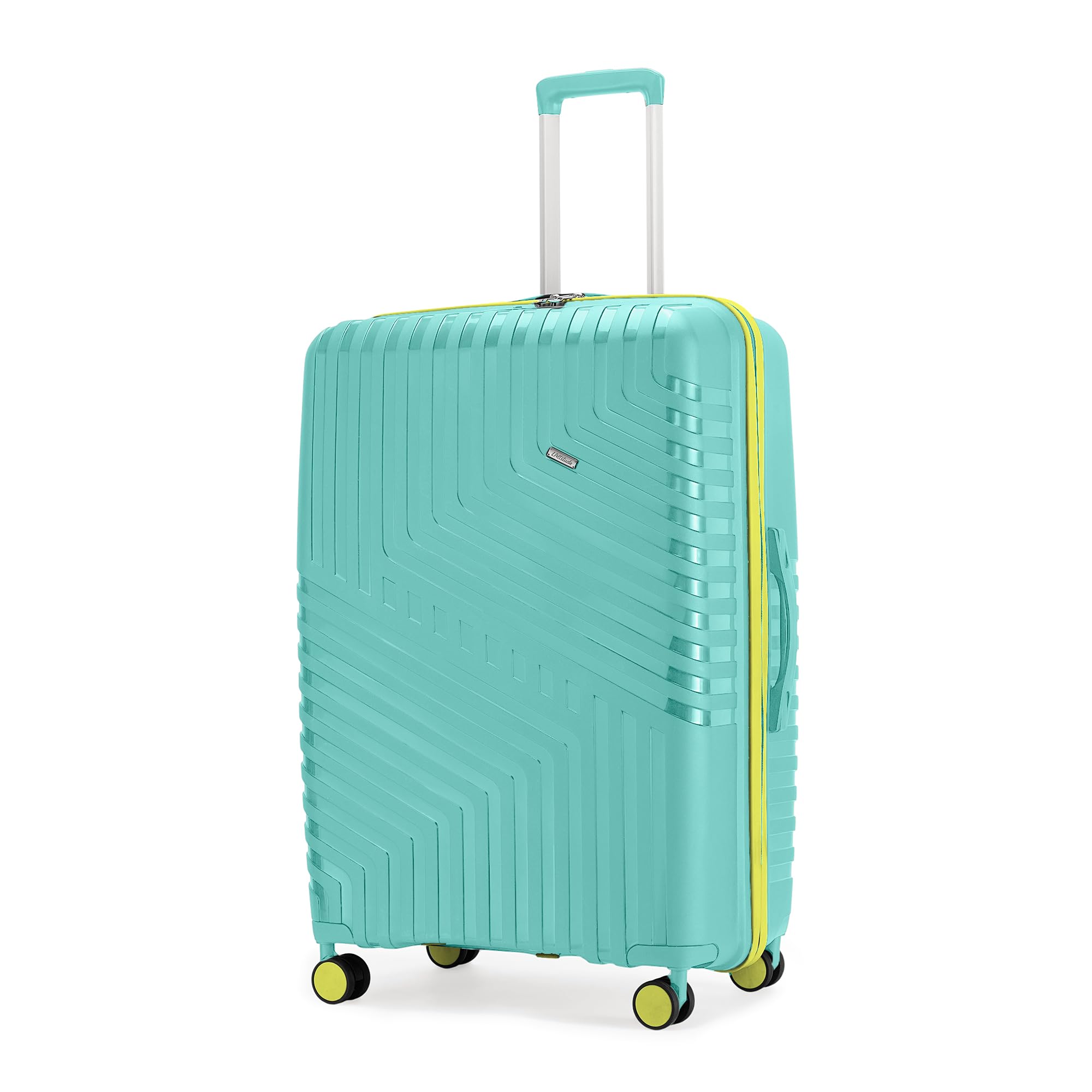 Core Medium Check-in Suitcase 65 cm 24 inch Polypropylene Hard Trolley Bag, 8 Spinner Wheels, Recessed Number Lock, Lightweight Luggage for Men & Women Aegean Blue/Meadow Yellow-image-36