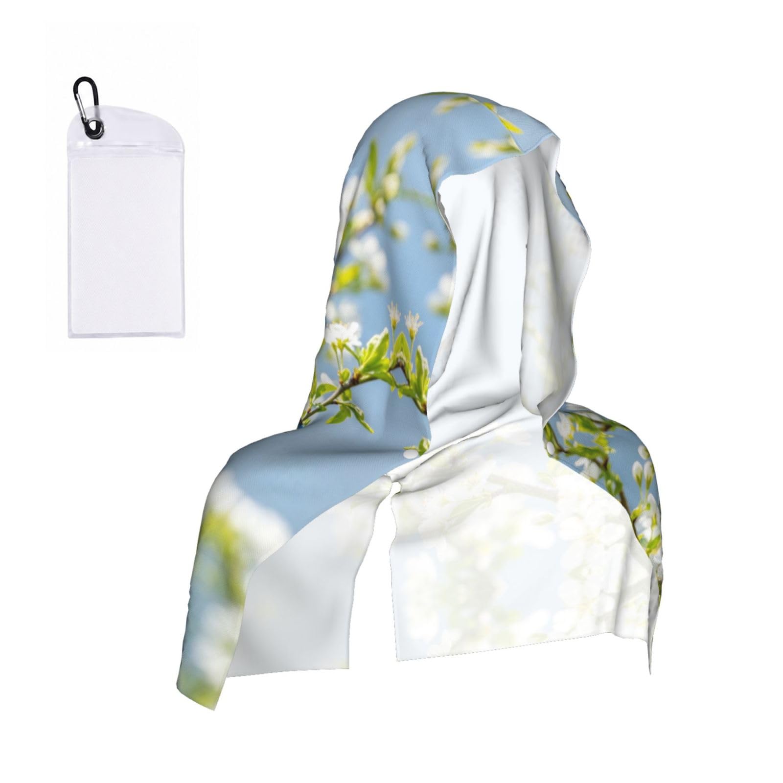 CNTDBU Blue Bird Art Cooling Towel Hooded-Instant Chill Neck Cover for Sports, UV Cooling Rag for Running Gym