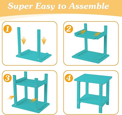 Miniatura 6 de Mesa auxiliar de patio Adirondack, mesa auxiliar de patio resistente a la intemperie de 2 niveles, mesa auxiliar sólida de 16.5" para patio,