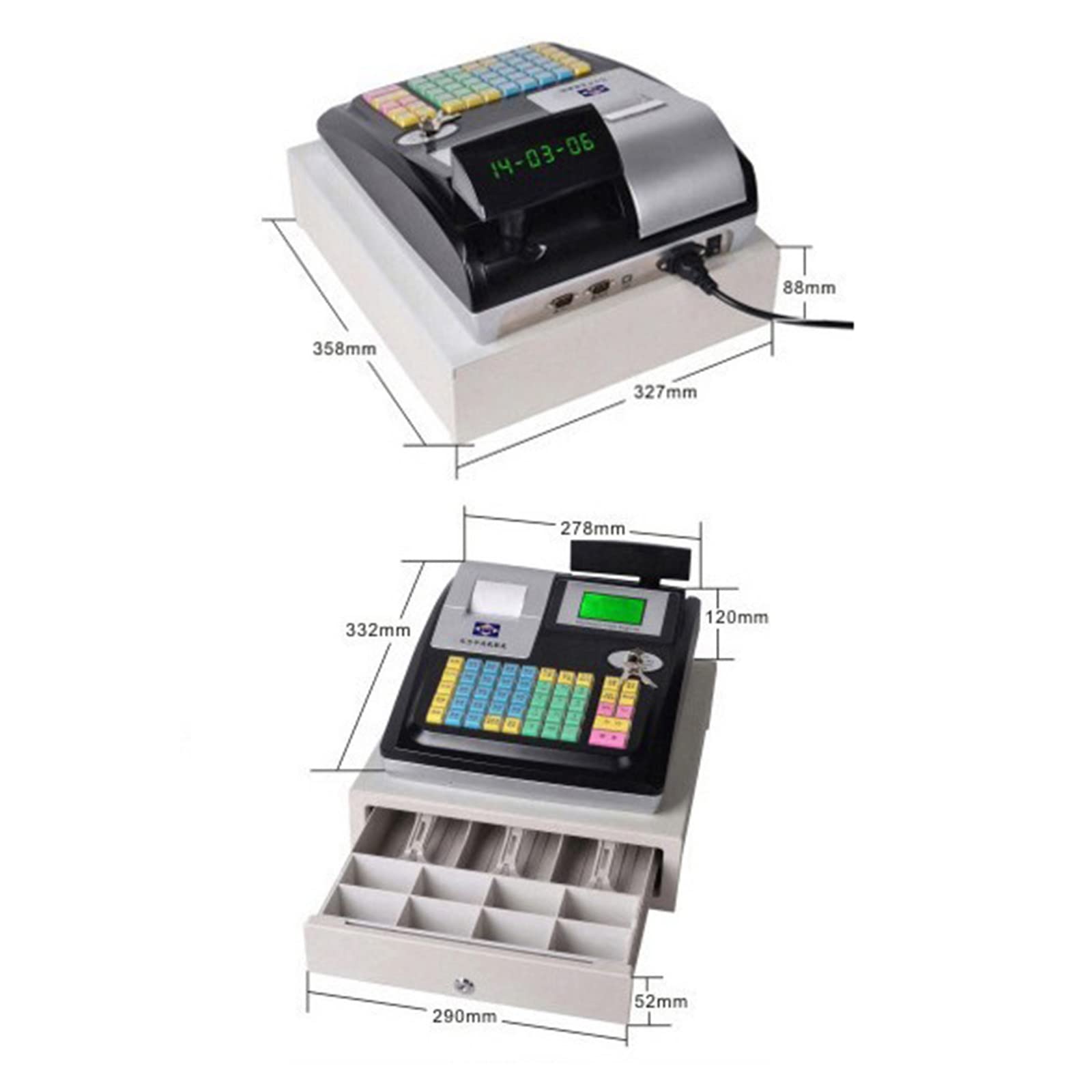Electronic Cash Register, 8 LED Digital Cash Register, 48 Keys