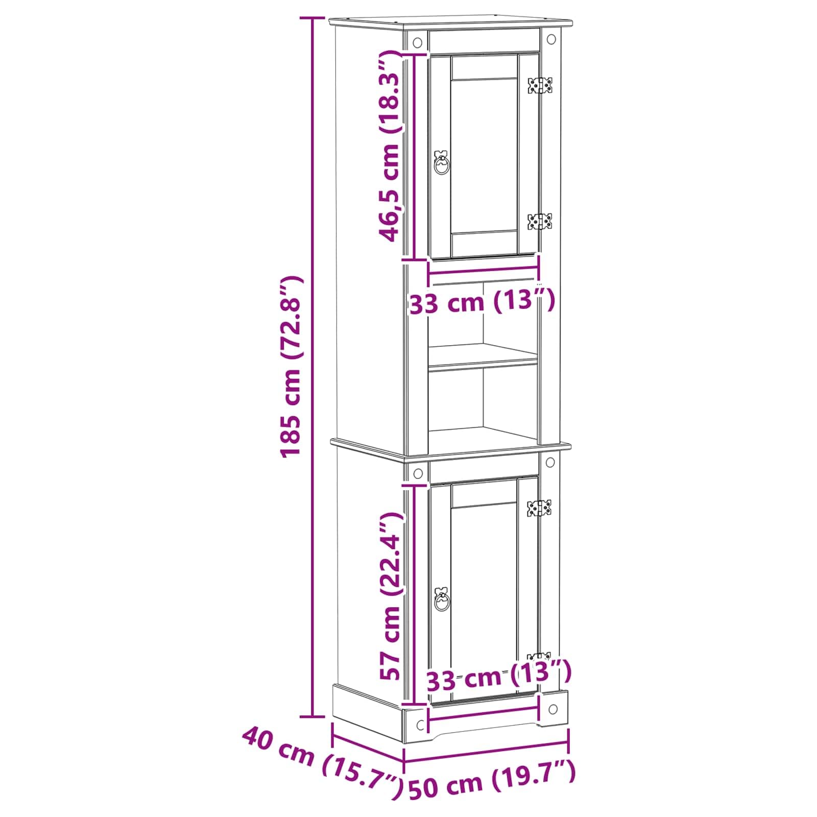 Mobile Bagno Colonna in Pino Massello Bianco 50x40x185 cm | Armadio salvaspazio per organizzare asciugamani, cosmetici e accessori in lavanderia, corridoio o zona benessere.