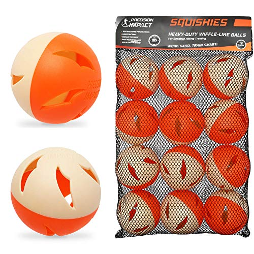 Precision Impact Baseball Practice Balls: Heavy-Duty Lightweight Balls for Baseball Hitting Training (12-Pack)