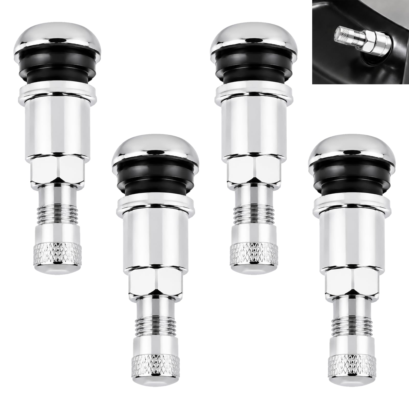 4 Stück Universal-Felgenventil, 11,3 mm, Ventile aus Edelstahl, Reifen aus Metall, für PKW, LKW und Fahrrad, Durchmesser, verstärkte Abdichtung, korrosionsbeständig