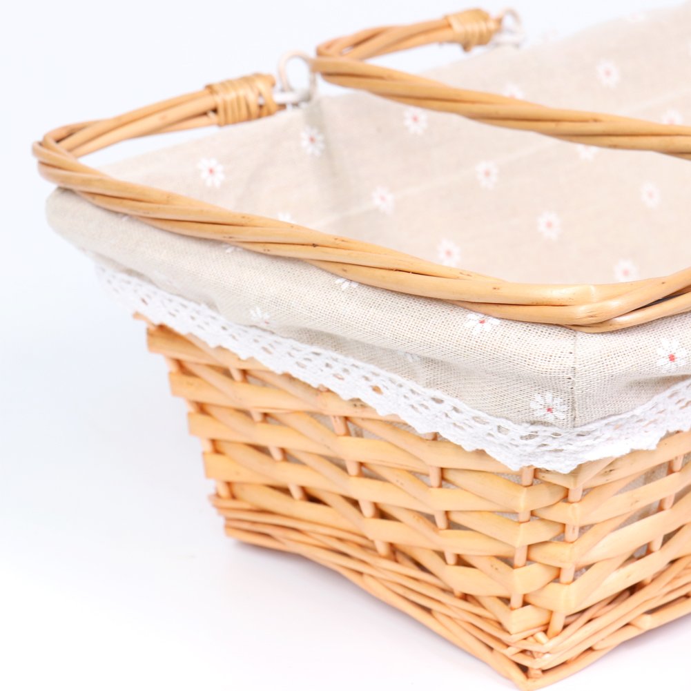 Buy MEIEM Wicker Basket with Handle Gift Baskets Empty Rectangular