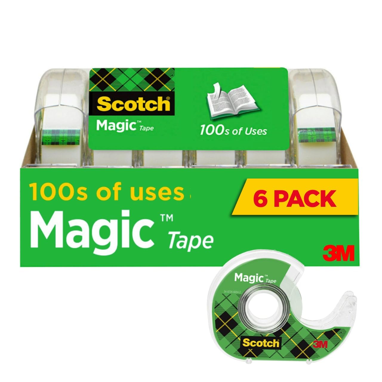 Scotch Magic Tape, 6 Rolls, Numerous Applications, Invisible, Engineered for Repairing, .75 x 650 Inches, Boxed (6122)