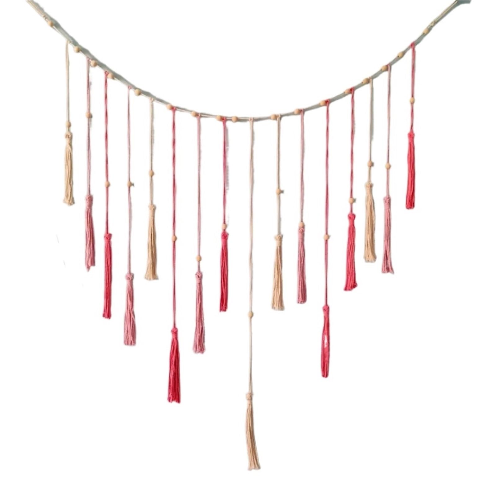 XCTDSVAH Tapestry Handcrafted 120x75cm Wall Hanging Fiber Tassels Handwoven Tapestry Home Decoration(Pink)